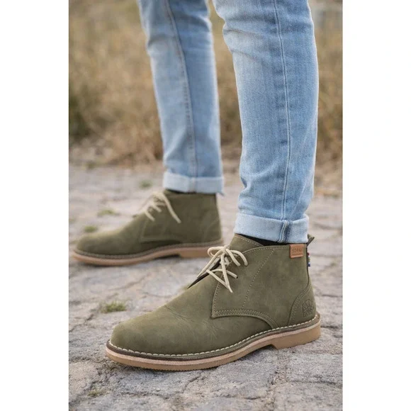 Veldskoen SORAI Leather Chukka Boots Olive Green Safari Rhino Design M10 W11.5 - Picture 1 of 10